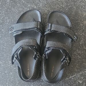 Tory Burch Black And White Velcro Sandals